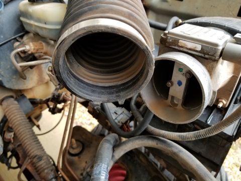 1995 Ford Bronco - Apparently, the air filter was not installed properly at some point, allowing a LOT of dust through the MAF & into the TB. I washed & scrub…