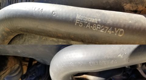 1995 Ford Bronco - OE upper radiator hose F5TA-8B274-YD made 06-12-95 EBJ80EF44 CI
