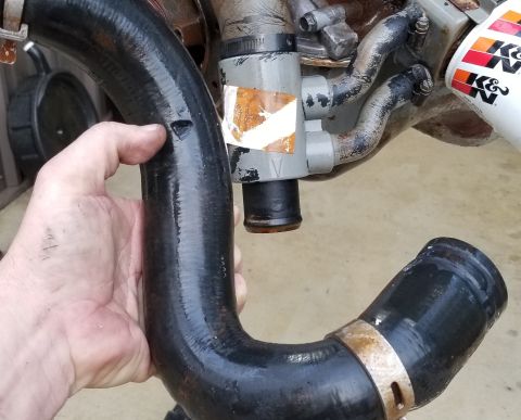 1995 Ford Bronco - During some other repairs, I noticed that the lower radiator hose's split-loom shield wasn't in the right place, and the hose had nearly ru…