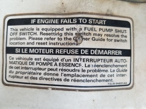 1995 Ford Bronco - IFS label