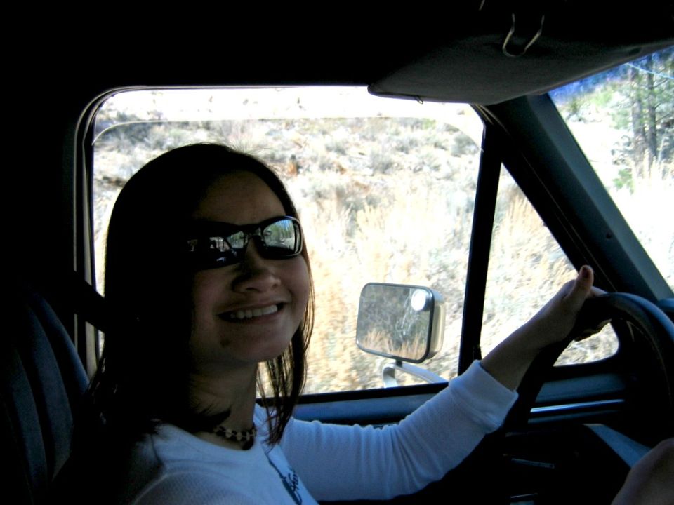 Kim driving the bronco