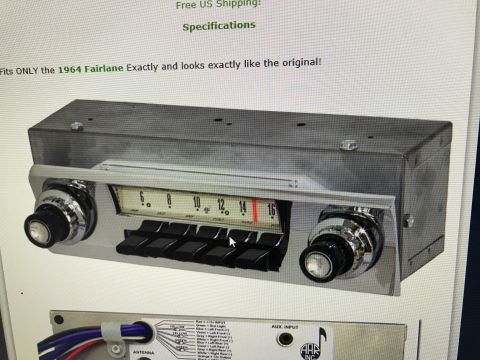 1964 Ford Fairlane - This car radio is labeled as fitting a 1964 Ford Fairlane, but the image shows only the radio part.