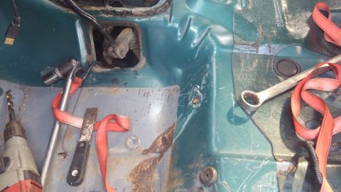 1996 Ford Bronco - so i broke off 6 of the bolts for the seats flush with the floor. i thought about drilling new holes next to them but decided to drill the…