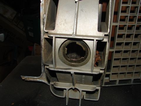 1973 Ford Ranchero - This is a close-up view of a vehicle's tail light housing, showing its internal structure and a textured grid on the side.