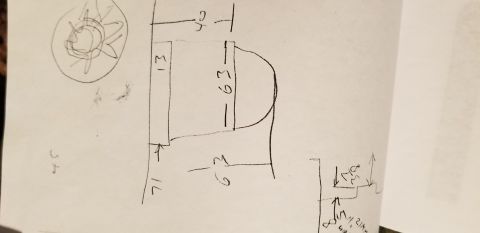 1980 Pontiac Trans Am - A diagram with various measurements and a circular drawing is presented, not a vehicle.