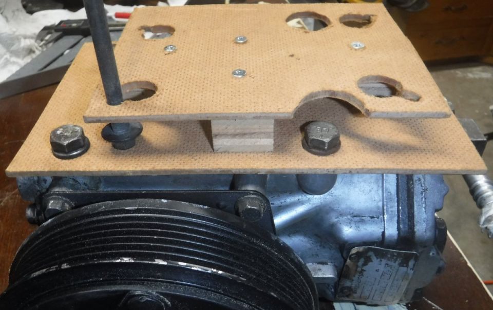 Adapter mount mock up for the stock A/C location.