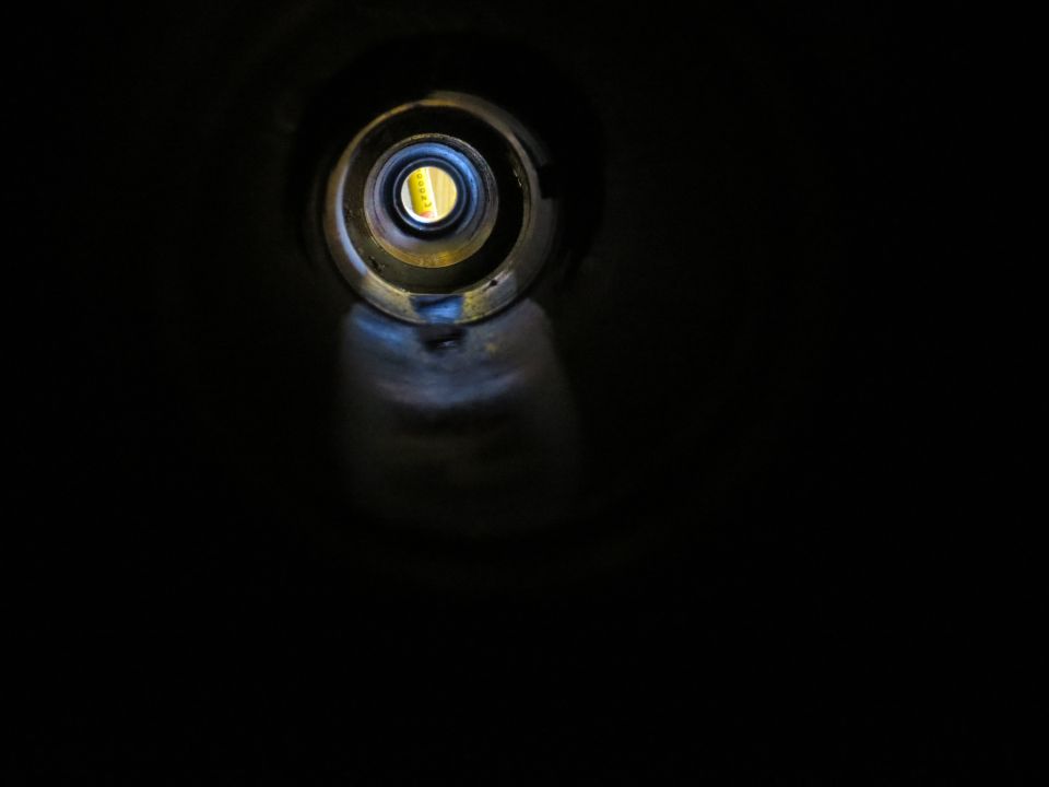 View through exhaust pipe opening