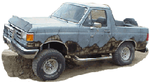 1989 Ford Bronco - This 1989 Ford Bronco shows extensive rust, particularly on the lower body and hood sections.