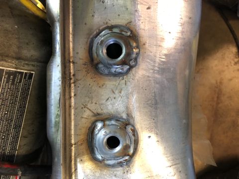 1981 Ford LTD - Fittings welded up. The MIG did a fine job. But I ended up with one small leak that I touched up with the acetylene torch.
