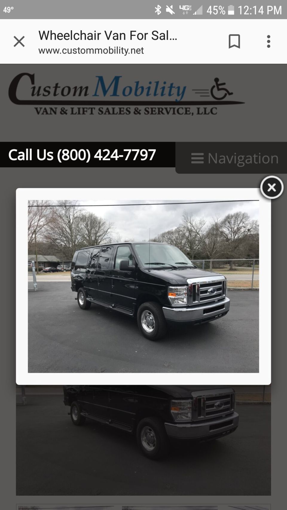 Black van parked outside