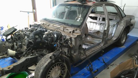 1994 Ford Crown Victoria - First use of the new (rebuilt) lift: stripping the old CV.
