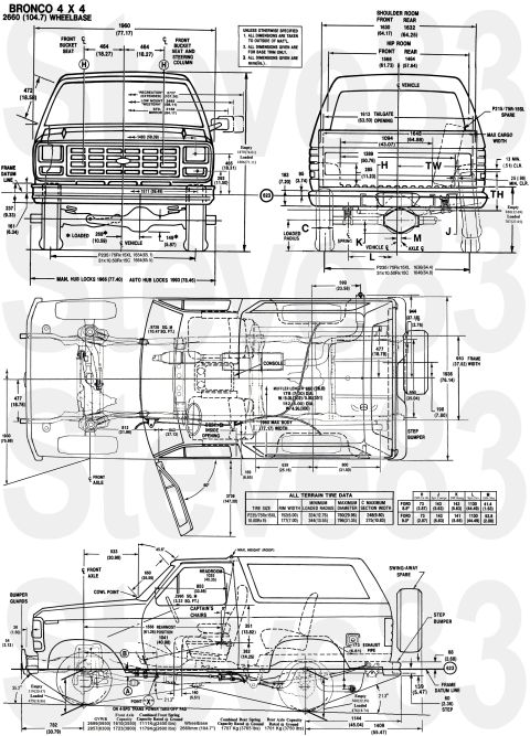 1983 Ford Bronco - '80-86 Bronco Dimensions IF THE IMAGE IS TOO SMALL, click it. Compiled from the '85 Body Builders' Layout Book https://fordbbas.com/publica…