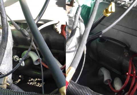 1992 Ford Bronco - '92 vs '96-97 transmission dipstick tube before & after.