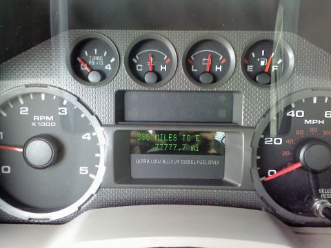 2008 Ford F-250 - The digital display on the dashboard shows the odometer reading of 77777.7 miles.