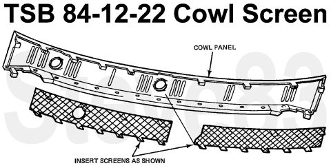 1983 Ford Bronco - TSB 84-12-22 Cowl Screen Article No. 84-12-22 HEATER - DEBRIS (LEAVES) DISCHARGE THROUGH REGISTERS LIGHT TRUCKS: 1975-84 ECONOLINE AND F-SE…