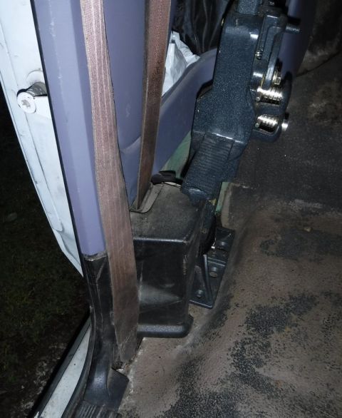 1992 Ford Bronco - Old trim panel chopped to finish up the Hi-Lift mount.