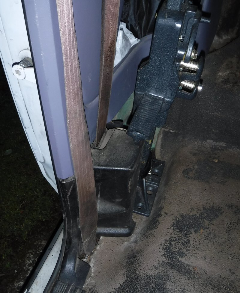 Old trim panel chopped to finish up the Hi-Lift mount.