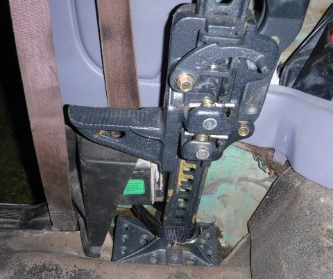1992 Ford Bronco - Old trim panel chopped to finish up the Hi-Lift mount.
