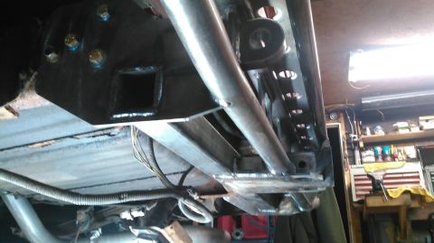 1991 Ford F-150 - Custom trailer hitch receiver and frame reinforcement fabricated for a truck.