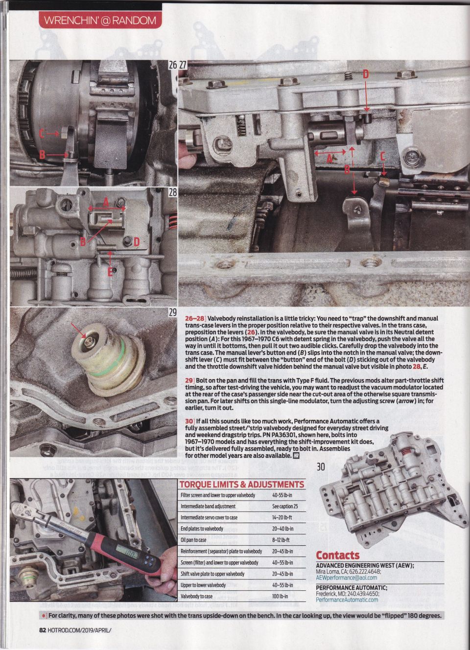 C6 transmission valvebody reinstallation and vacuum modulator shift-timing adjustment magazine page