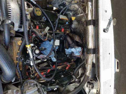 1995 Ford F-250 - Engine bay details with focus on the diesel engine components and associated plumbing.