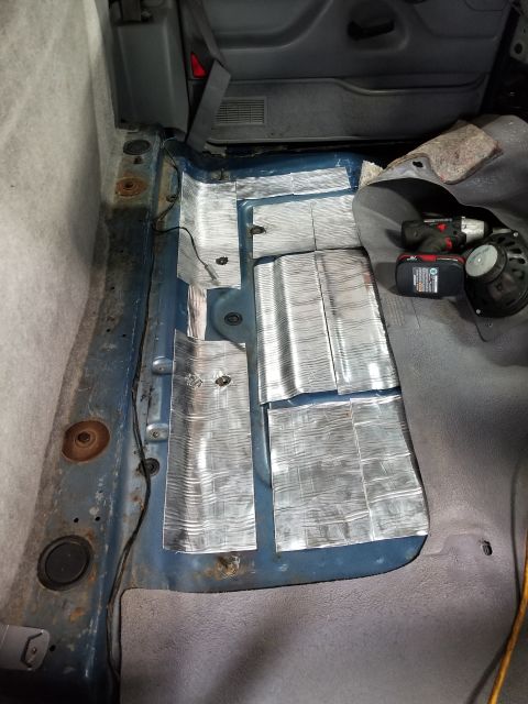 1995 Ford F-150 - The original floor pad was chewed & filthy, so I burned it, and replaced it with Peel & Seal (same as DynaMat Xtreme).