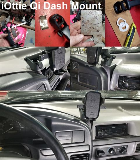 1995 Ford F-150 - I really like this charging cradle , but I hate that it only mounts by suction. So I built a base that fits the dash better. The arm pivots…
