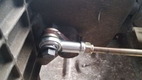 1985 Ford Bronco - Transmission linkage rod end detail, possibly for a ZF swap project.