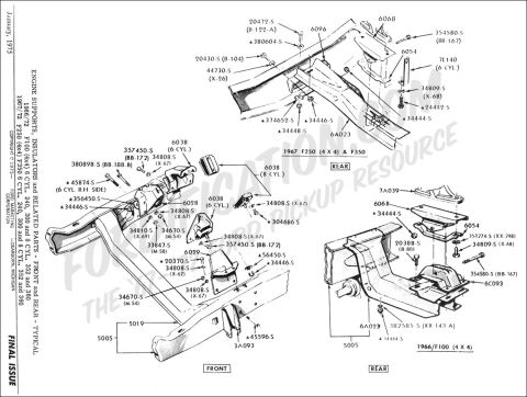 1978 Ford Bronco - This diagram illustrates various chassis components for 1967-1972 Ford F-250 and F-350 trucks.