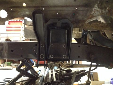 1978 Ford Bronco - Close-up view of frame and suspension components, possibly during a repair or build.