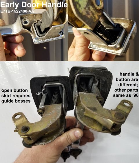 1983 Ford Bronco - Some door handles have an open skirt for the button.