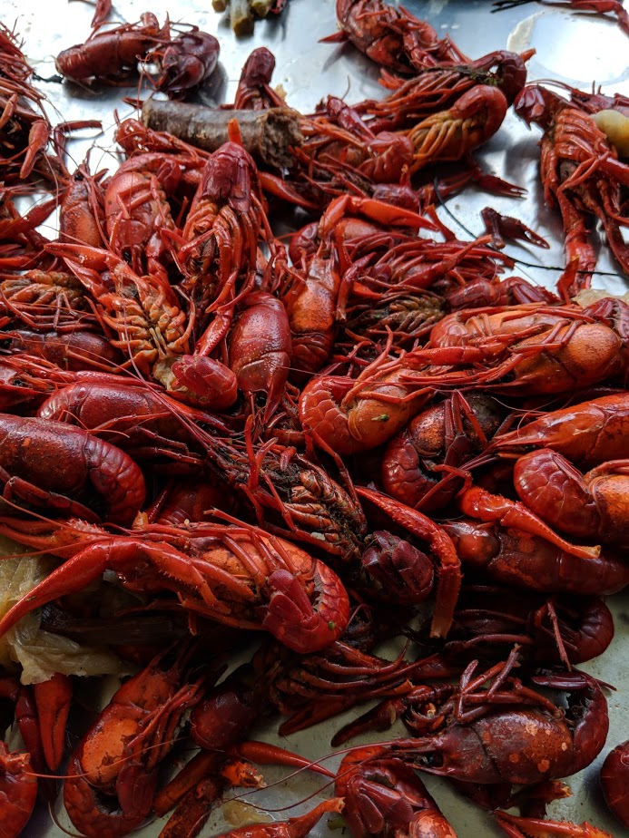 Pile of cooked crawfish