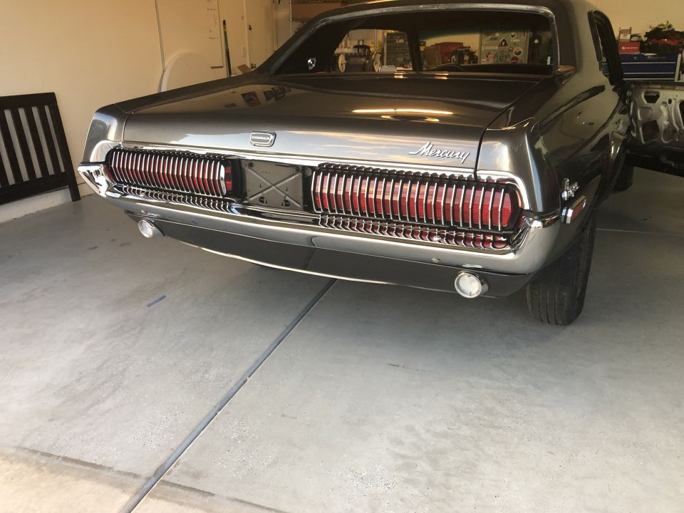 1968 Mercury Cougar rear with vertical taillights and chrome bumper