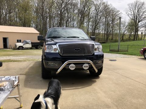 2005 Ford F-150 - This 2005 Ford F-150 features a chrome grille and a bull bar with PIAA auxiliary lights.
