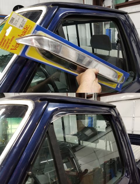 1995 Ford F-150 - Now I can vent the truck without letting rain in. AVS VentShades 12068 stainless screw AVS VentShades 12688 stainless tape AVS VentShades 3…