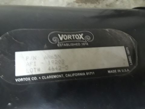 1994 Ford Bronco - A close-up of a Vortox label shows part and lot numbers, along with manufacturing information.