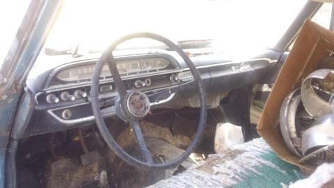 1961 Ford Starliner - Interior view of a 1961 Ford Starliner, the dashboard and steering wheel.