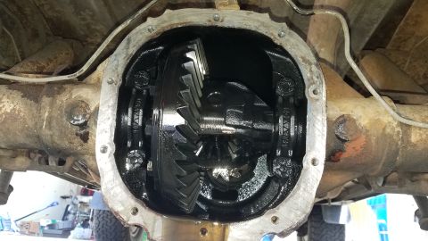 1985 Ford Bronco - The differential assembly is exposed for inspection or repair.