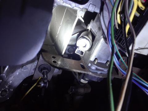 1996 Ford F-350 - Close-up view of the clutch pedal assembly and associated wiring within a 1996 Ford F-350.