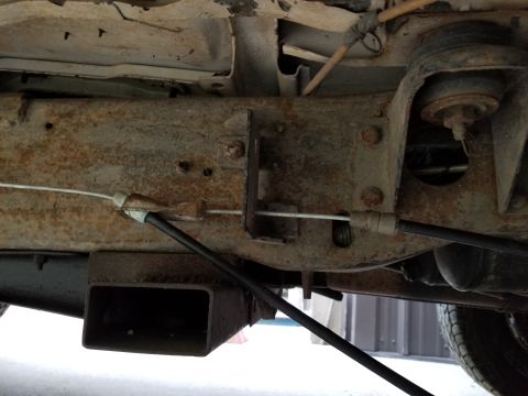 1983 Ford Bronco - I found that the E150 e-brake cables connected directly to the Bronco pedal cable. But it's about 5" too long to lock into the Bronco…