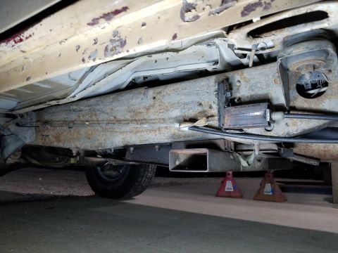 1983 Ford Bronco - The van's Left cable goes straight under the frame (like the original Left cable did) through the frame tab, to the van's Right cable sheat…