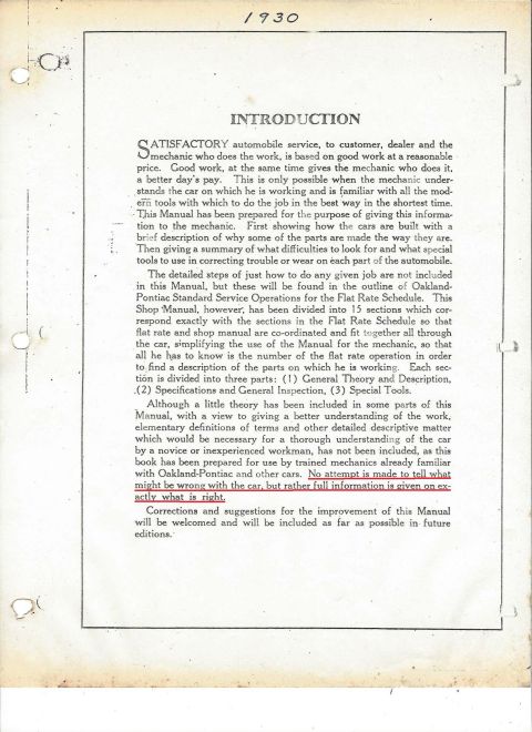 1996 Ford Bronco - A page from a manual with the heading "INTRODUCTION" and the year "1930" written at the top.