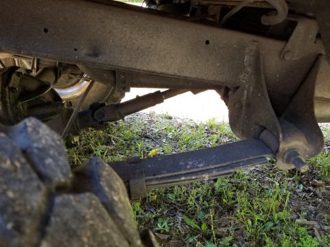 1974 Ford Bronco - The 9" & its driveshaft seem to be OK (despite the exploded muffler rubbing on the shaft). I haven't attempted to use the e-brake.