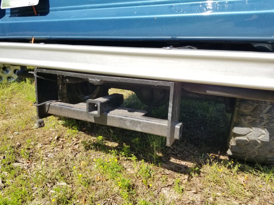 rear bumper and trailer hitch assembly on a vehicle
