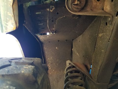 1974 Ford Bronco - I guess a blowout or road debris caused this damage to the RHF wheelwell. The battery tray is barely holding up the oversized battery, so i…
