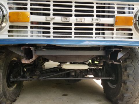 1974 Ford Bronco - I spent some more time massaging the frame horns back into shape so the bumpers would bolt back on. Later, I undercoated all the shiny spot…