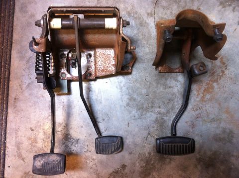 1978 Ford Bronco - Comparison of two different vehicle pedal assemblies, likely for manual and automatic transmissions.
