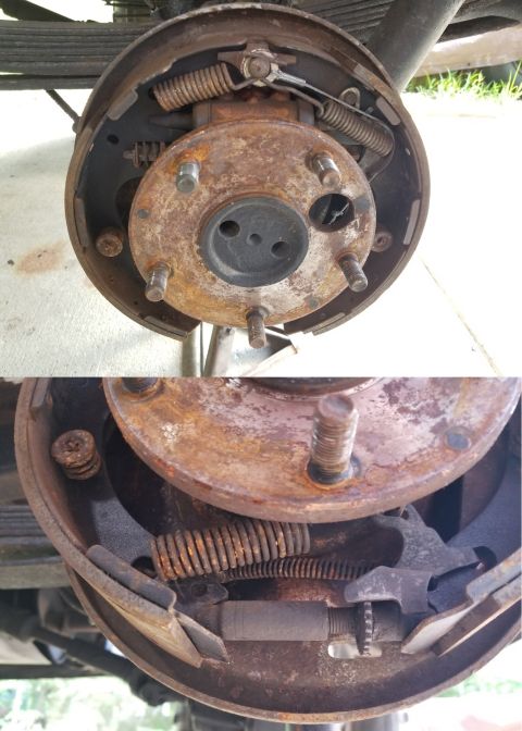 1974 Ford Bronco - The inside of the Left rear drum (Torino-style 10x2.5"; 13/16" bore; 2900# axle) looked better than I expected, but some problems…