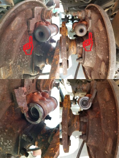 1974 Ford Bronco - Fortunately, the Left rear tabs had merely been bent in, so I bent them back out. These are NOT used or necessary when the brakes are assem…