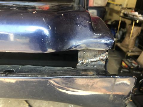 1995 Ford Bronco - Welding repair on the rear body panel of a 1995 Ford Bronco.